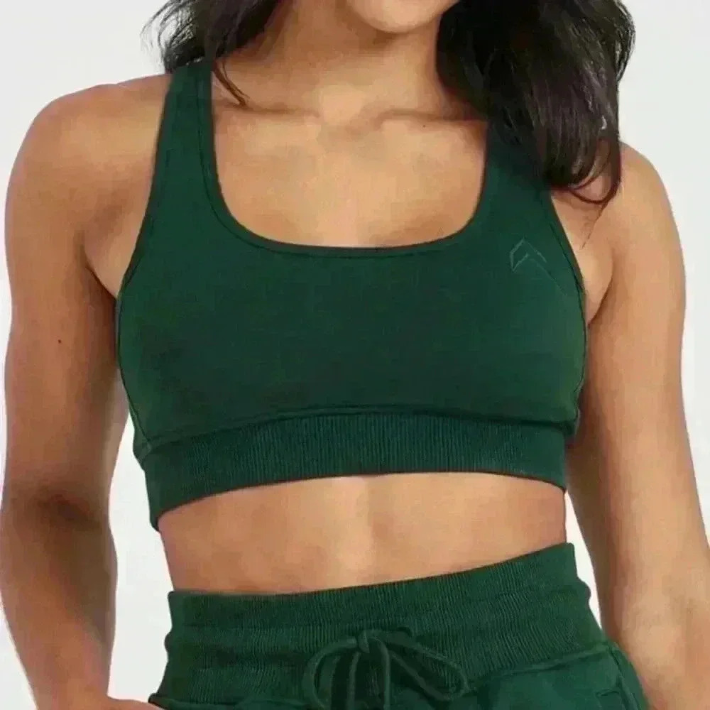 Oner Active Dark Green Racerback Sports Bra